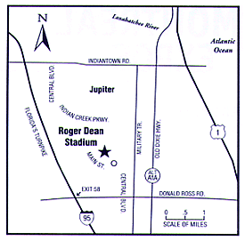 Map to Roger Dean Stadium