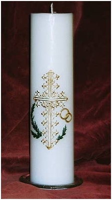 #W02 - SIZE: 3x11 Wax baroque cross, rings and branches. 