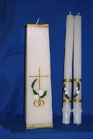 Wedding Candle pillar candle also available as a set with two decorated taper candles