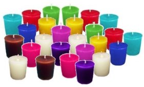 Votive candles, also known as container candles. Scented and unscented