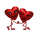 two red hearts hugging