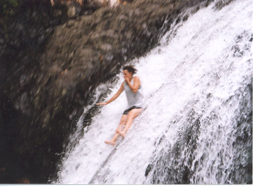 Annie riding the waterfall bareback