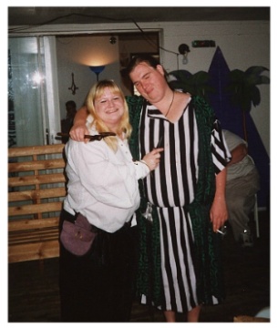 Katherine with Deacon Luther Iberius (real life husband) at Sea Dog Alternative Pirate Party, 2001