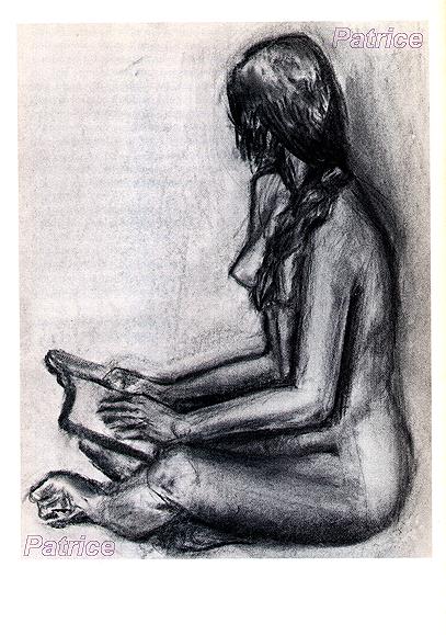 Slide one: Charcoal drawing on paper, page two b.