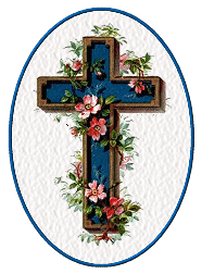 Blue Cross with flowers graphic