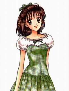 Miki in green checked dress