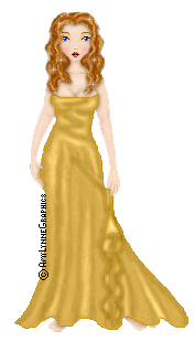 when I first made this doll I was wowed by the gold-ness of the dress, and I love this hair!!