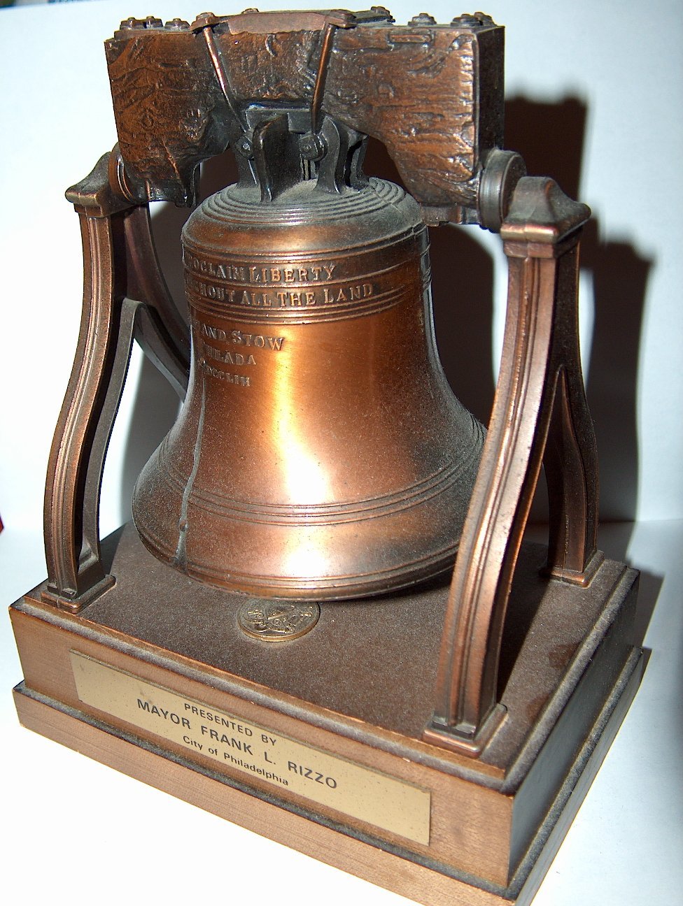 Liberty Bell presented to Valerie from Mayor Frank L. Rizzo  City of Philadelphia