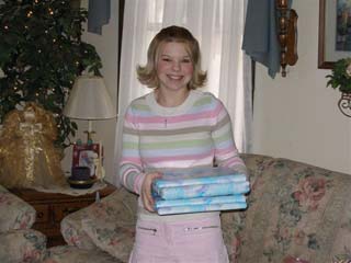 Kindra ready to start the gift giving
