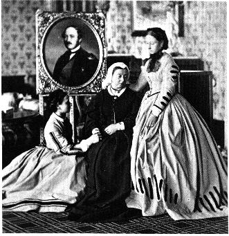  Queen Victoria w/daughters. Note picture of Prince Albert in the background