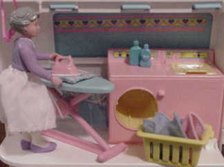Playskool washer/dryer combo & FP ironing board & basket