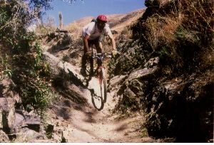 Omar biking downhill