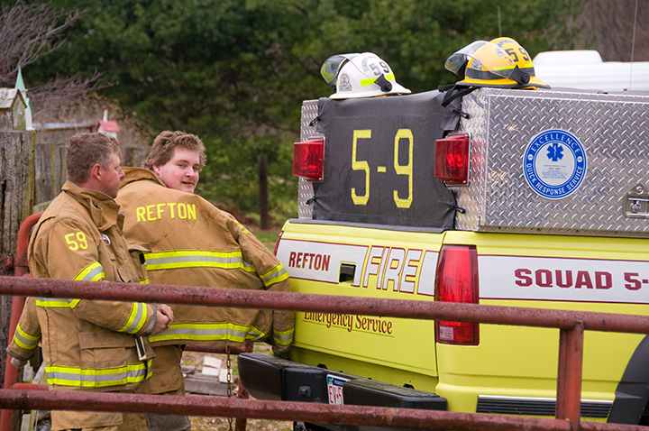 Woods Fire Asst to Conestoga -- April 2008. Shown with  : Asst. Chief Donnie Rineer, Firefighter Thom <Big Bird> Donnelly, Squad 5-9