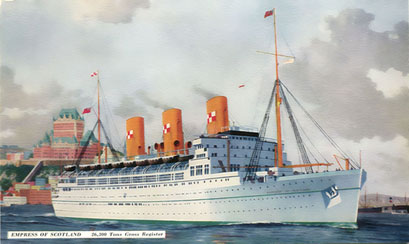 Empress of Scotland, CPS picture postcard, early 1950's. (click to enlarge)
