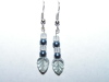 leafy blue earrings #2