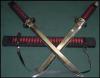 36 inches 2-IN-1 NINJA SWORD SET WOOD HANDLE WITH CLOTH WRAPPED. JOINTABLE FROM THE BACK SIDE OF THE HANDLE 