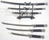 4 pc Japanese Samurai Sword Set with Stand 