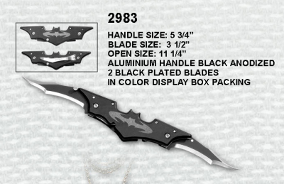 2 Way Blade Batman Folding Knife with Clip Sharp 