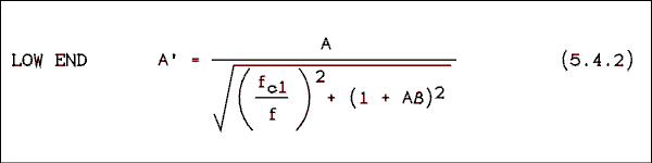 Low end.  eh prime = eh over square root quantity f sub c1 over f quantity squared plus quantity 1 plus eh beta quantity squared end square root. 5.4.2.