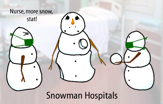Dry Ice: The Snowman (or Snowmen) Based Comic.  [Snowman with holes] [Doctor] -Nurse, bring me snow stat!