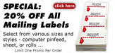 Computer Pinfeed Labels, Sheet Fed Labels, Laser Labels, 4 Color Labels, and Many Others!