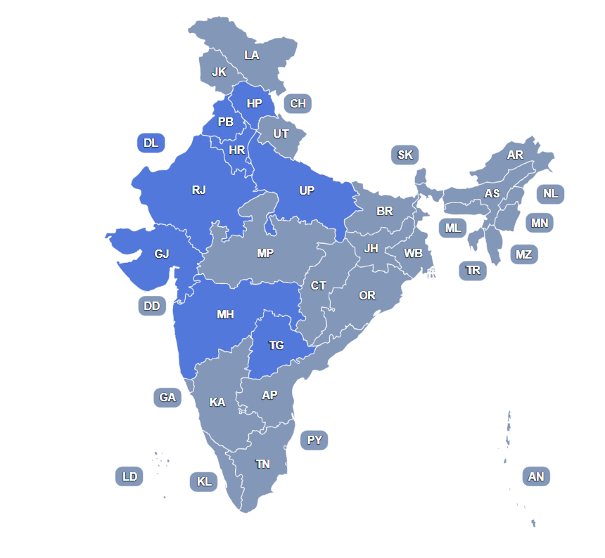 Map of Indian States Visited