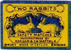Two Rabbits Safty Match Boxes 