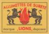 ALLUMETTES DE SURETE LIONS 1920-1930