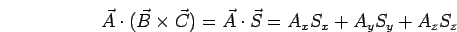 \bgroup\color{black}$\vec{A} \cdot (\vec{B} \times \vec{C})$\egroup