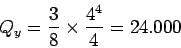 \begin{displaymath}\bgroup\color{black} Q_y = \int \overline{x}_{el} dA = \int_{...
...{3}{8} x^2 \right) dx = \frac{3}{8} \int_{0}^{4} x^3 dx \egroup\end{displaymath}