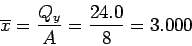 \begin{displaymath}\bgroup\color{black} Q_y = \frac{3}{8} \times \frac{4^4}{4} = 24.000 \egroup\end{displaymath}