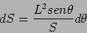 \begin{displaymath}\bgroup\color{black} 2S dS = - 2L^2 (-sen \theta) d \theta \egroup\end{displaymath}