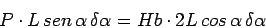 \begin{displaymath}\bgroup\color{black} \delta y = - L \,sen\, \alpha \, \delta \alpha \egroup\end{displaymath}