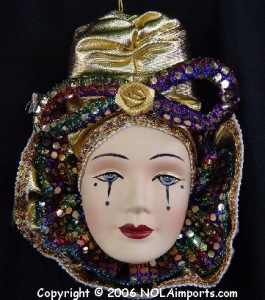 Gold Ceramic Mardi Gras Mask Magnet