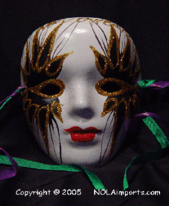 Black & Gold Ceramic Mardi Gras Mask