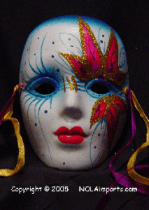 Pink & Gold Ceramic Mardi Gras Mask
