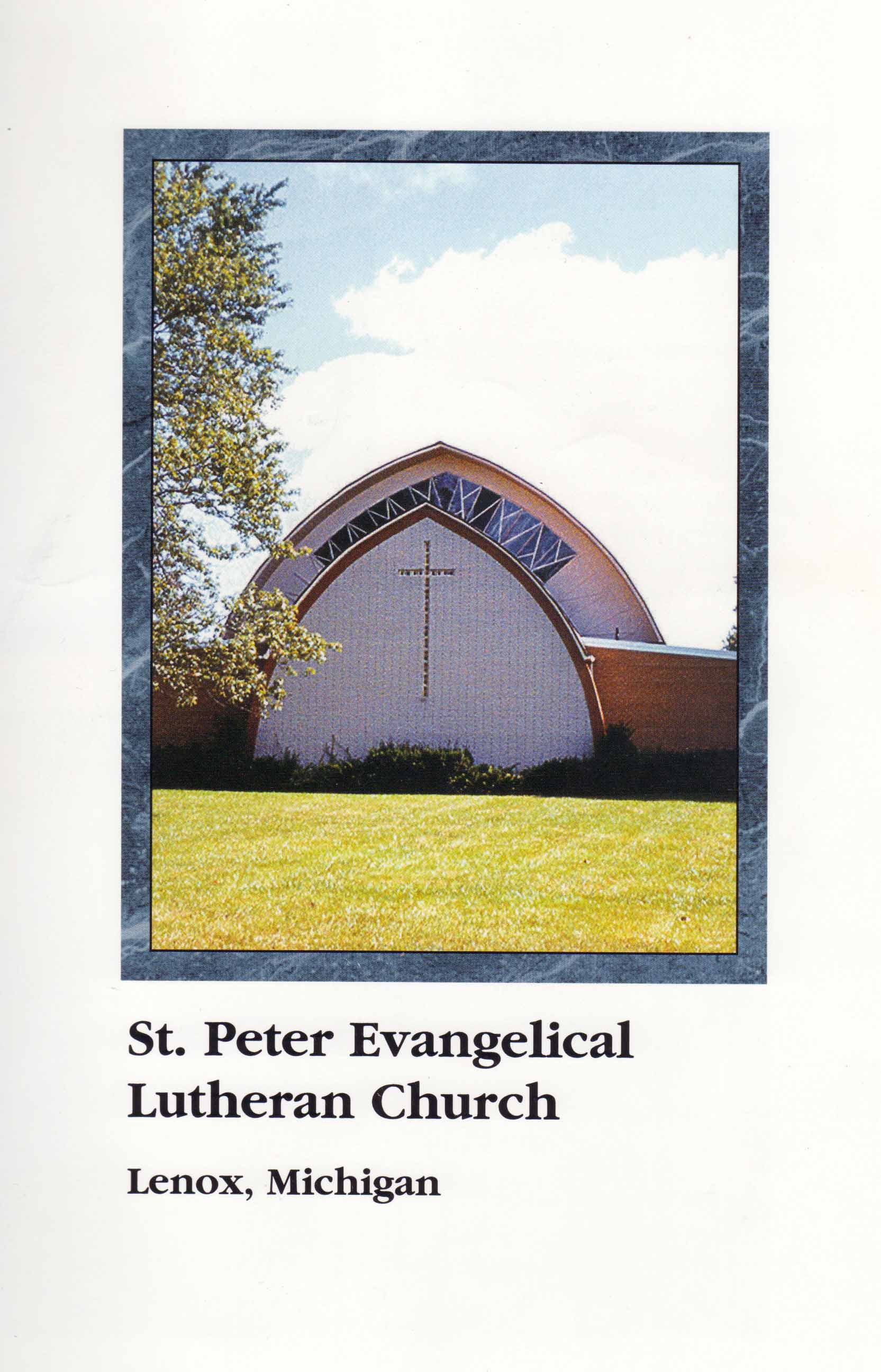 Welcome to St. Peter Evangelical Lutheran Church in Lenox, Michigan