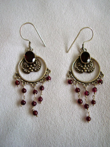 Sterling silver earrings with garnet