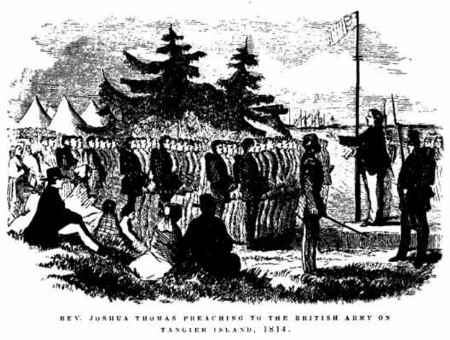 Methodist preacher Joshua Thomas speaking to British troops proir to their attack on Baltimore