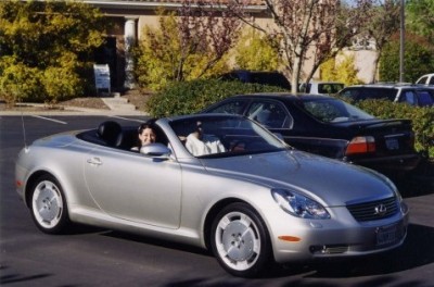 ...in Papa Gary's Lexus convertible, of course