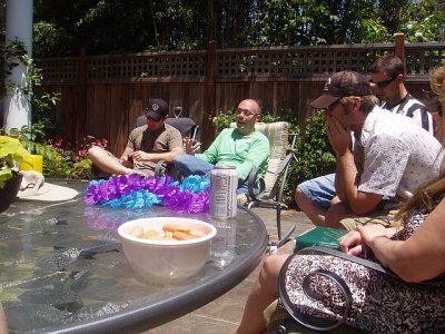 Backyard church: Manny, TJ, Mike, Colby & Jaime