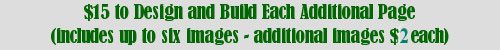 $15 to Design and Build Each Additional Page (includes up to six images - additional images $1)