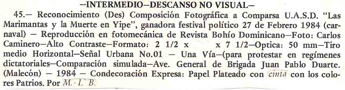 FICHA TECNICA Y ARTISTICA  VENTANA (DES) COMPOSICION FOTOGRAFIA #45 "LAS MARIMANTAS Y LA MUERTE EN YIPE"