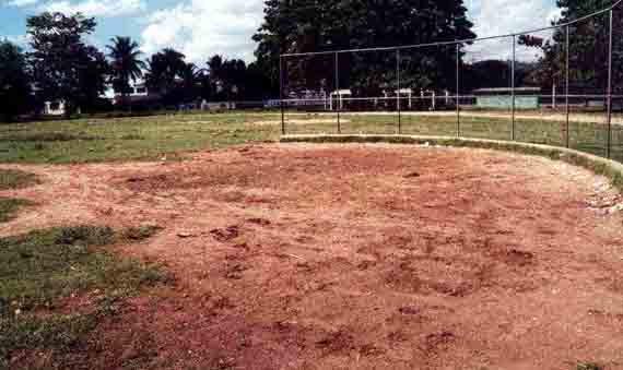 CONDICIONES EN QUE SE ENCUENTRA UNOS DE LOS PLAY DE SOFTBALL DONDE LOS ANIMALES Y PERSONAS DEPSOITAN TODAS SUS MATERIALES FECALES Y TODO TIPO DE BASURA.