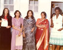 First batch of Daulat Rupani's students receive diplomas on completion of a course at Rupani's Dressmaking School, Nairobi, 1981