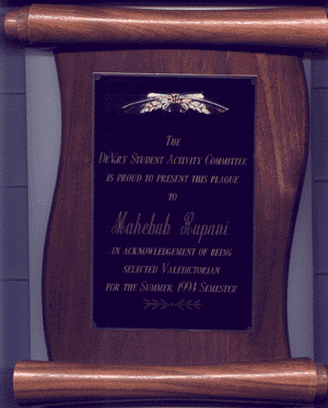 Valedictorian Plaque - Click to see larger image