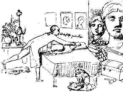 Zeichnung von Johann Heinrich Wilhelm Tischbein,'Das verfluchte zweite Kissen', Rom (vermutlich) 1788 