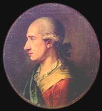 Goethe 1773.
 �lminiatur von Johann Daniel Bager.
 Das Bild entstand auf Anregung Lavaters f�r dessen 'Physiognomische Fragmente', wof�r Goethe auf Lavaters Wunsch mit glatt gek�mmtem und gepudertem Haar Modell sa�. 