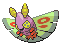 DUSTOX is instinctively drawn to light. Swarms of this POK�MON are attracted by the bright lights of cities, where they wreak havoc by stripping the leaves off roadside trees for food.

