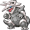 AGGRON claims an entire mountain as its own territory. It mercilessly beats up anything that violates its environment. This POK�MON vigilantly patrols its territory at all times.
